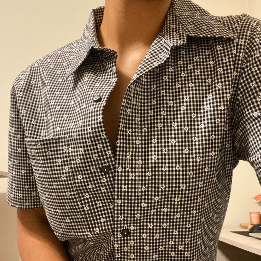 Vintage Mini Flower Black/White Dress Shirt